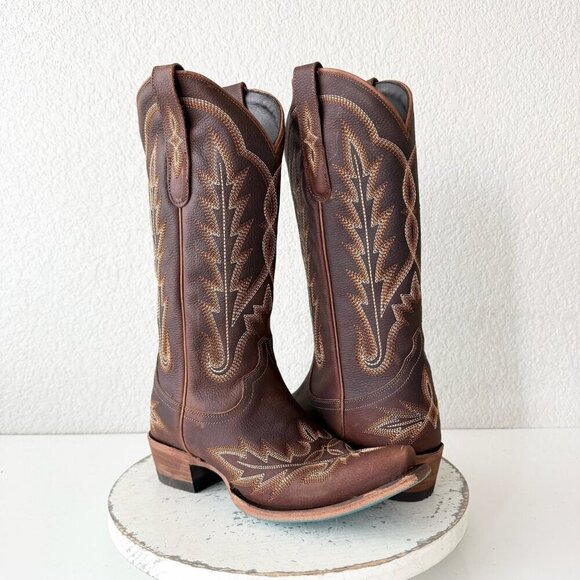 Lane boots Shoes - Lane LEXINGTON Womens Cowboy Boots 6 Cognac Brown Western Cowgirl Mid Calf Tall